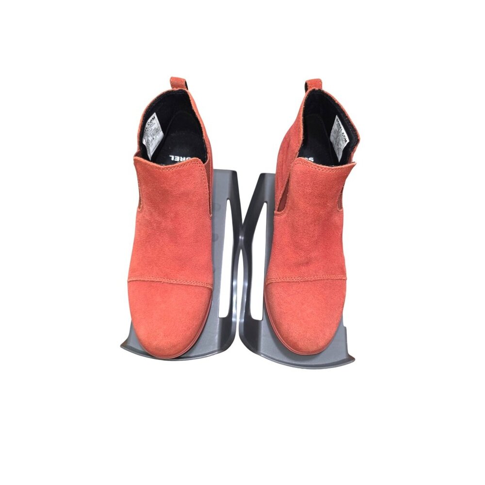 Sorel Women's Suede Ankle Boots Orange Slip-On Comfort Wedge‎ Size 6.5